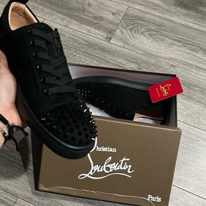 Christian Louboutin Men's Black Spiked Sneakers